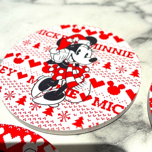 🎄NIB/Disney set of 4 Mickey & Minnie Mouse coasters - Picture 7 of 13